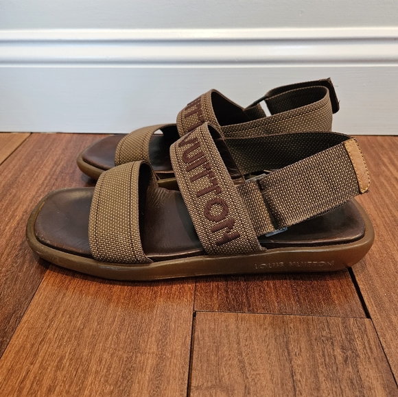 Louis Vuitton Brown Sandals with Adjustable Ankle Strap